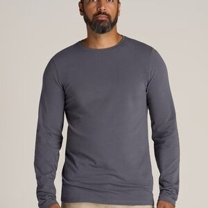 American Tall Long Sleeve Tee Tall Men in Grey Blue - 
Will fit a slender 6’6”+